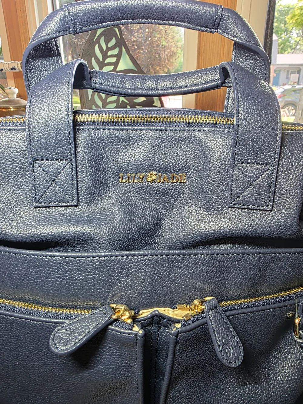 Lily Jade Caroline Navy Blue Pebbled Vegan Leather Convertible Diaper Bag/Tote👜 - Picture 2 of 16
